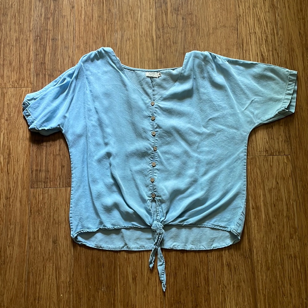 Harper Heritage Oversized Tie Front Top